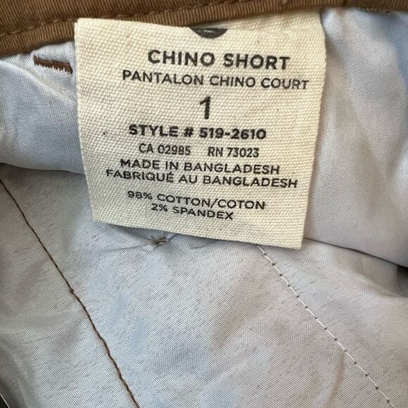 NWT Tan Chino Cotton Stretch Mid Rise Casual Cuffed Short 1 - Picture 7 of 8